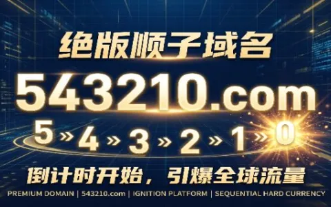 倒计时开始，引爆全网流量：绝版顺子域名 543210.com 震撼出售